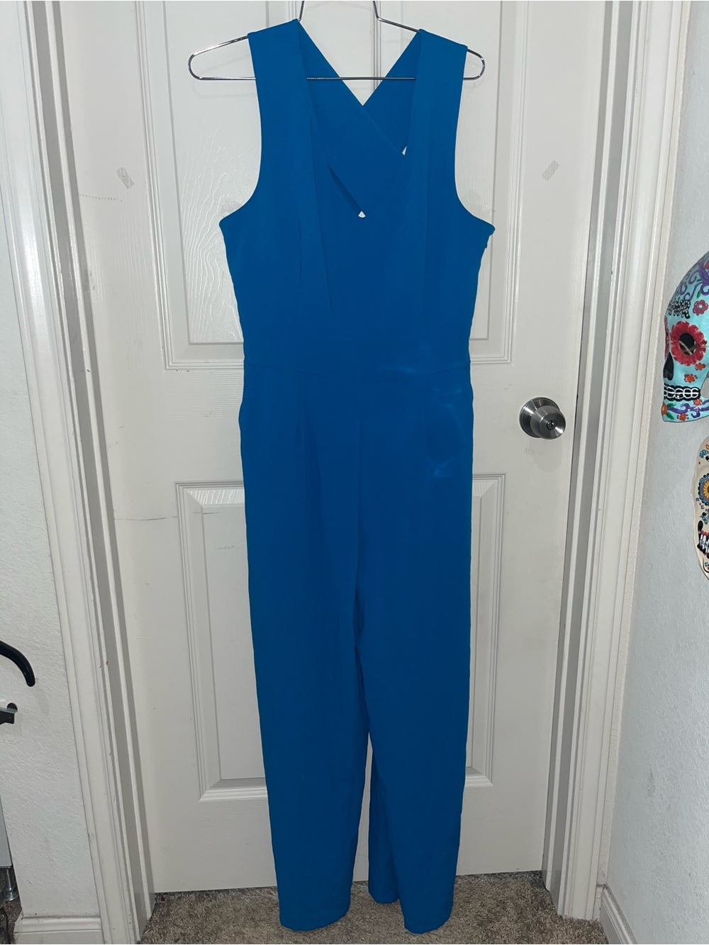 Forever 21 Royal Blue Sleeveless Jumpsuit with Cross Back